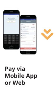 Pay via mobile app or web